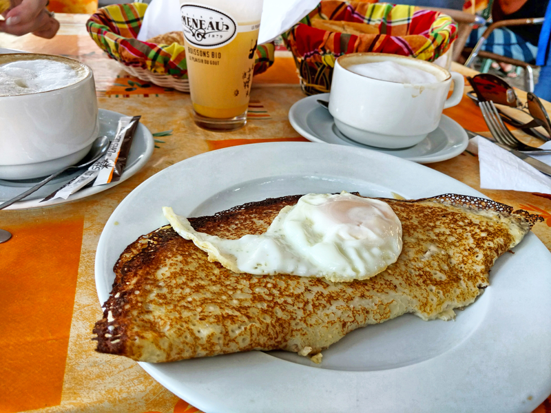 Cheese & egg crepe at a little open air breakfast cafe. Soooo good.